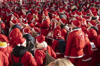 GENOA, ITALY - DECEMBER 22 2019 - Traditional Santa claus walk