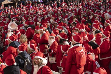 GENOA, ITALY - DECEMBER 22 2019 - Traditional Santa claus walk
