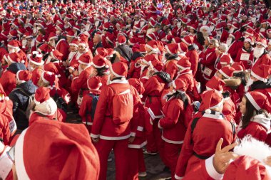 GENOA, ITALY - DECEMBER 22 2019 - Traditional Santa claus walk