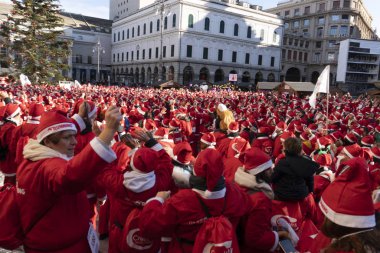 GENOA, ITALY - DECEMBER 22 2019 - Traditional Santa claus walk