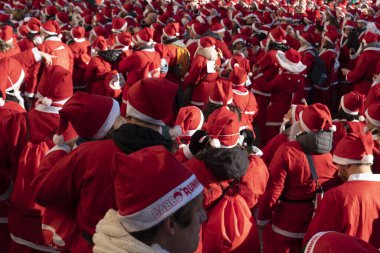 GENOA, ITALY - DECEMBER 22 2019 - Traditional Santa claus walk