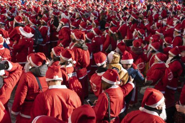 GENOA, ITALY - DECEMBER 22 2019 - Traditional Santa claus walk