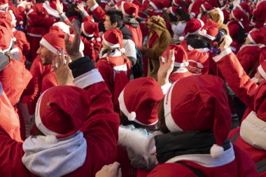 GENOA, ITALY - DECEMBER 22 2019 - Traditional Santa claus walk
