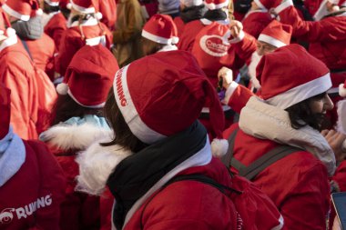 GENOA, ITALY - DECEMBER 22 2019 - Traditional Santa claus walk