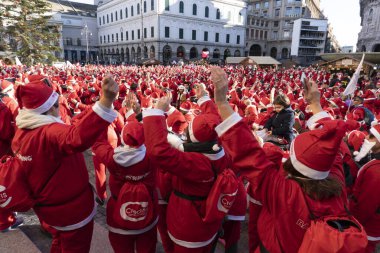 GENOA, ITALY - DECEMBER 22 2019 - Traditional Santa claus walk