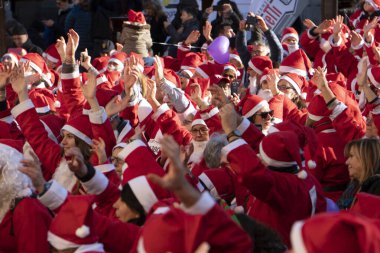 GENOA, ITALY - DECEMBER 22 2019 - Traditional Santa claus walk