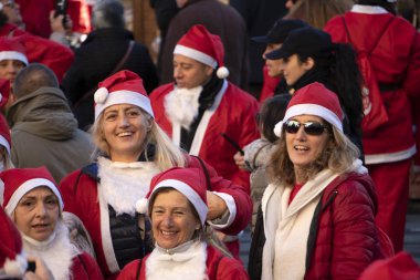 GENOA, ITALY - DECEMBER 22 2019 - Traditional Santa claus walk