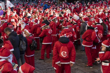 GENOA, ITALY - DECEMBER 22 2019 - Traditional Santa claus walk