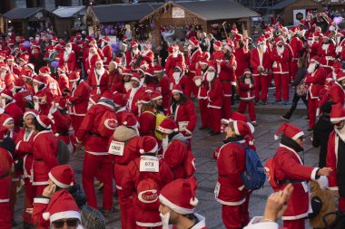 GENOA, ITALY - DECEMBER 22 2019 - Traditional Santa claus walk