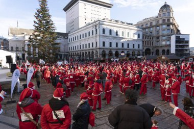 GENOA, ITALY - DECEMBER 22 2019 - Traditional Santa claus walk