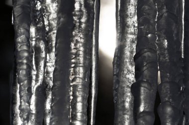 Buz sarkıtları ağaç dalları üzerinde donmuş buz