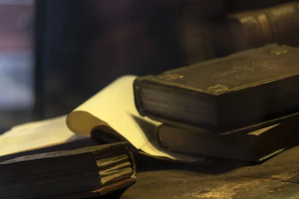 Old book and parchment detail — 스톡 사진