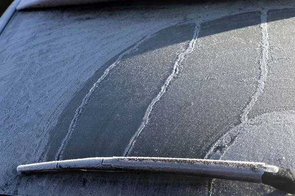 Frozen car window glass detail
