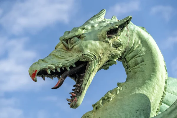 Ljubljana dragon on the bridge city symbol — ストック写真
