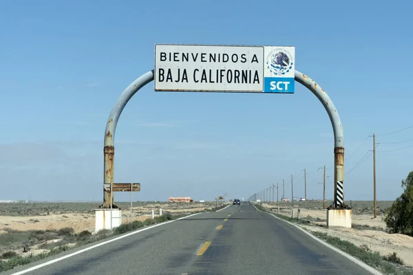 Welkom bij Baja california verkeersbord — Stockfoto