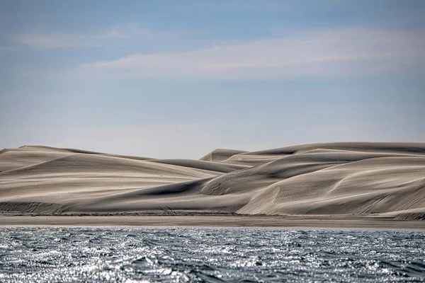 Dunas de arena de playa en California vista del paisaje Bahía Magdalena México — Foto de Stock