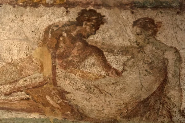 Pompei ruins erotic paintings in pleasure house — 스톡 사진