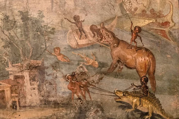 Помпеи руины живописи и мозаики — стоковое фото