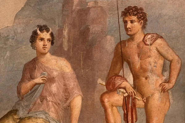 Pompeji Ruinen Gemälde und Mosaik — Stockfoto