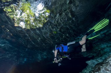 Cave diving in mexico cenote