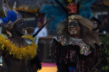 La Paz, Meksika - 22 Şubat 2020 - Binlerce insanın katıldığı geleneksel Baja California Karnavalı, geçit töreni, yemek ve dans.