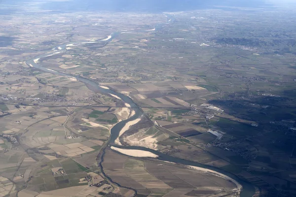 Pianura Padana Italia Veduta Aerea Panoramica Aereo — Foto Stock