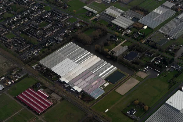 Netherland Greenhouse Aerial View Panorama Airplane — Stock Photo, Image