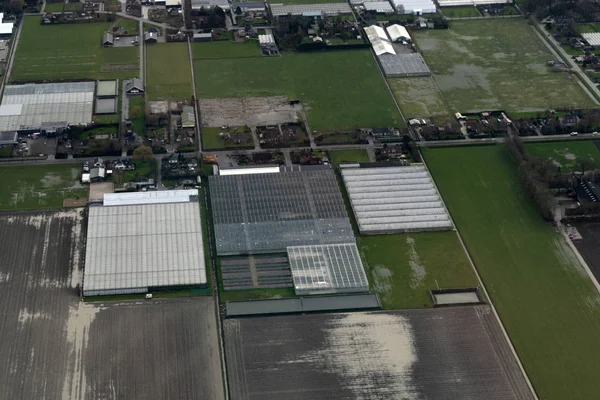 Panorama Vista Aérea Estufa Dos Países Baixos Partir Avião — Fotografia de Stock