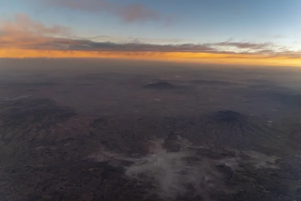 Mexico Város Légi Felvétel Napkeltekor Panoráma Frm Repülőgép — Stock Fotó