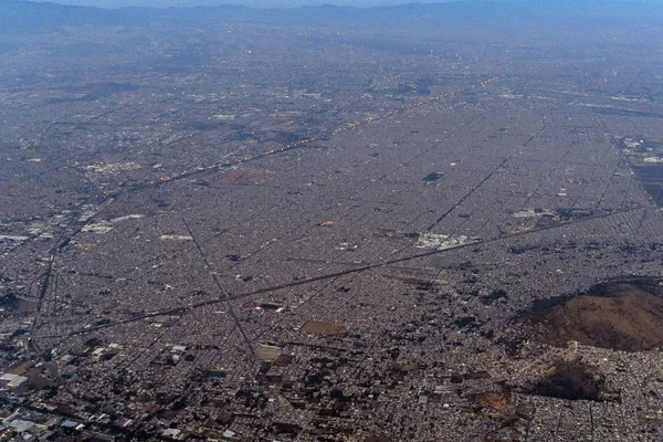 Vista Aerea Della Città Messicana All Alba Panorama Frm Aeroplano — Foto Stock