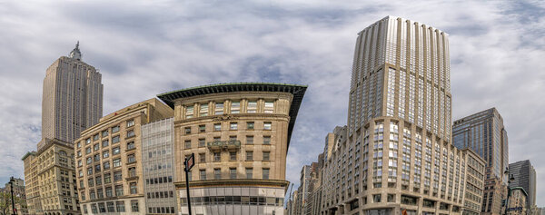New york midtown unusual view of skyscrapers