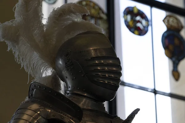 Medieval Armor Iron Helmet Detail Close — Stock Photo, Image