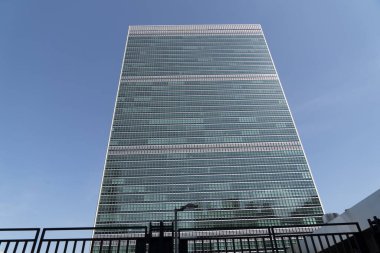 NEW YORK, ABD - 25 Mayıs 2018 - Birleşmiş Milletler karargahı mimar Oscar Niemeyer tarafından tasarlanan bir komplekste