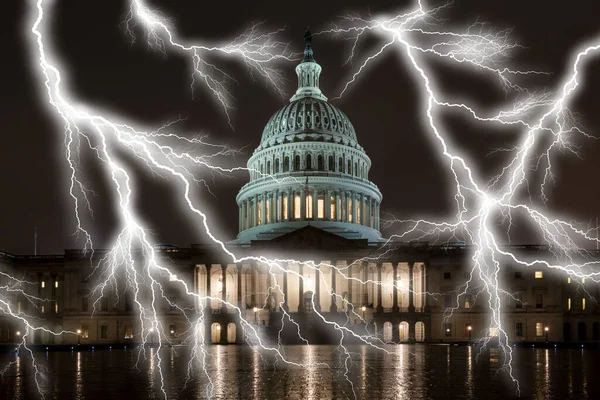 Relámpago Capitolio Washington Por Noche —  Fotos de Stock