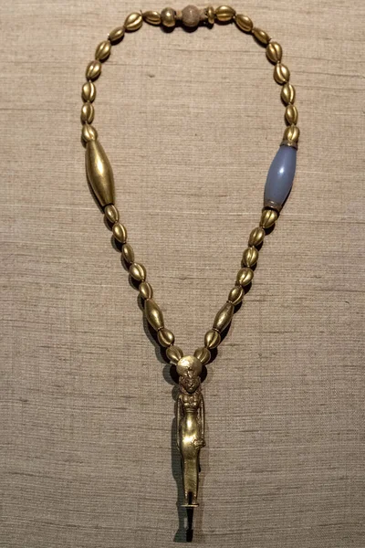 Egyptisk Halsband Egypten Guld Juvel Närbild Detalj — Stockfoto
