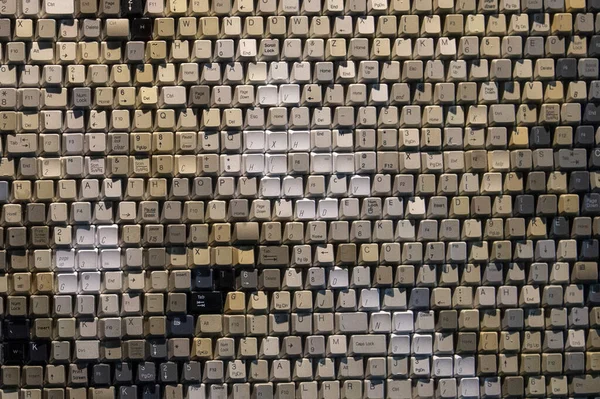 Vieux Boutons Clavier Ordinateur Dans Mauvais Ordre Fermer — Photo