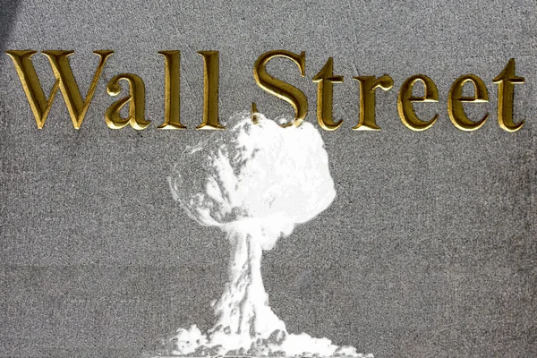 Nuclear Explosion Wall Street Stock Exchange Sign Detail — Stock Photo, Image