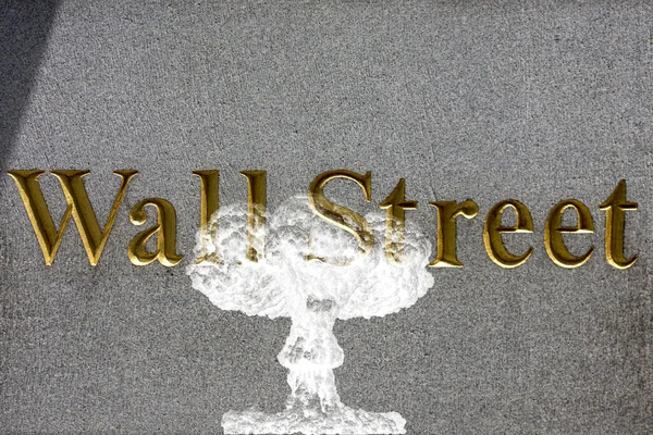 Nuclear Explosion Wall Street Stock Exchange Sign Detail — Stock Photo, Image