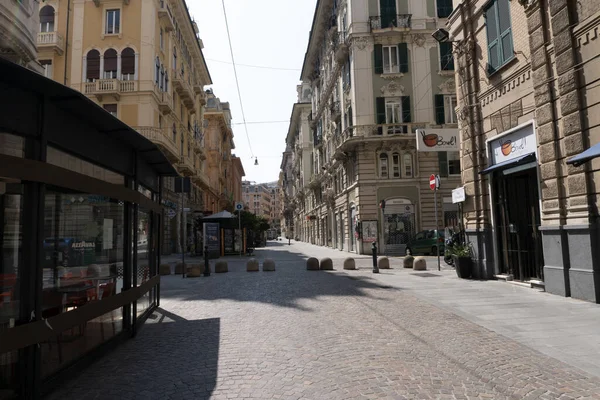 Genoa Italië April 2020 Downtown Straten Zijn Woestijn Als Gevolg — Stockfoto