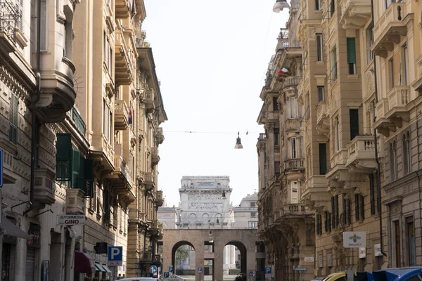 Genoa Talya Nisan 2020 Coronavirüs Yüzünden Şehir Merkezindeki Sokaklar Çöl — Stok fotoğraf