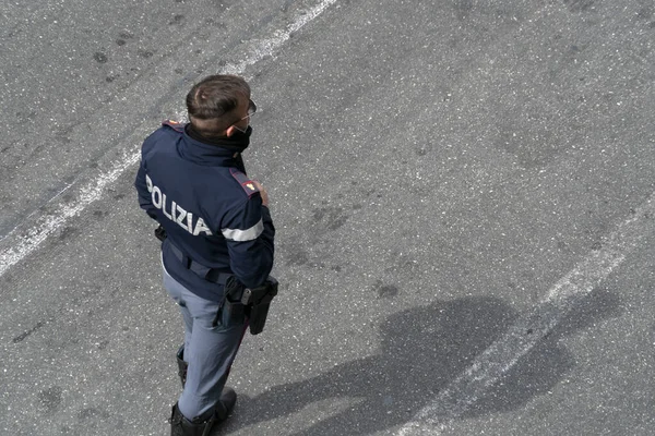 Genoa Italy Nisan 2020 Coronavirus Covid Karantinası Sırasında Polis Kontrolü — Stok fotoğraf