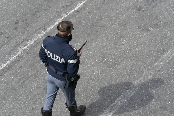 Женоа Италия Апреля 2020 Года Полицейский Контроль Время Коронавирусного Ковидового — стоковое фото