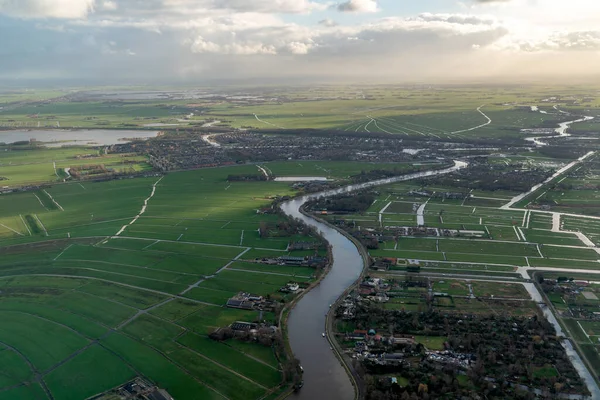Amsterdam Liman Kanalları 'nda yollar, hava manzarası manzarası
