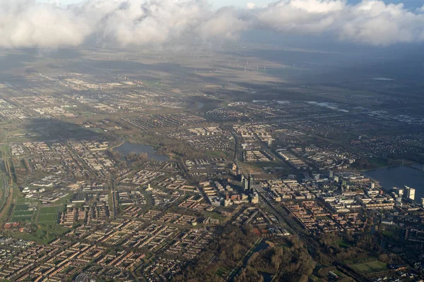 Amsterdam Harbor Kanaler Vägar Flygfoto Panorama Landskap — Stockfoto