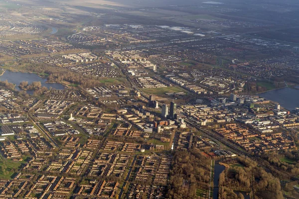 Amsterdam Kikötői Csatornák Utak Légi Kilátás Panoráma Táj — Stock Fotó