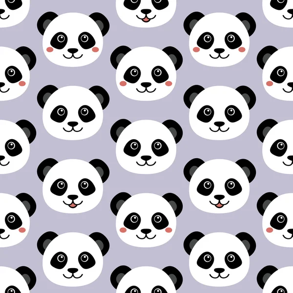 Joli visage de panda. Fond d'écran de bande dessinée sans couture — Image vectorielle