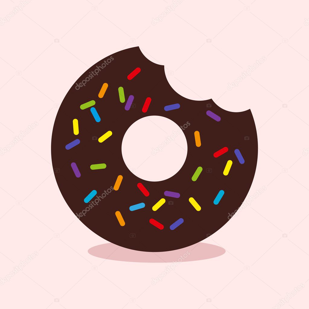 Bitten donut. Cartoon