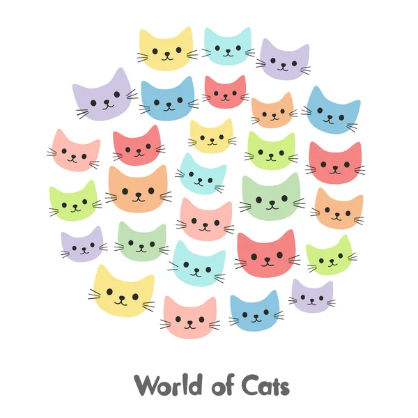 猫の世界。漫画のベクトル図 — ストックベクタ