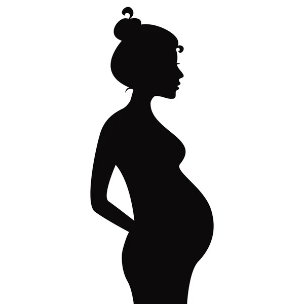 Silhuett av den gravida kvinnan — Stock vektor