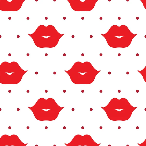 Naadloze lippen patroon op de achtergrond van de polka dots — Stockvector